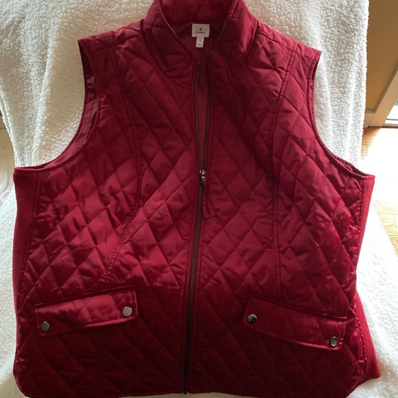 DressBarn Quilted Zip Vest 3X Gorgeous Red EUC - Picture 2 of 6